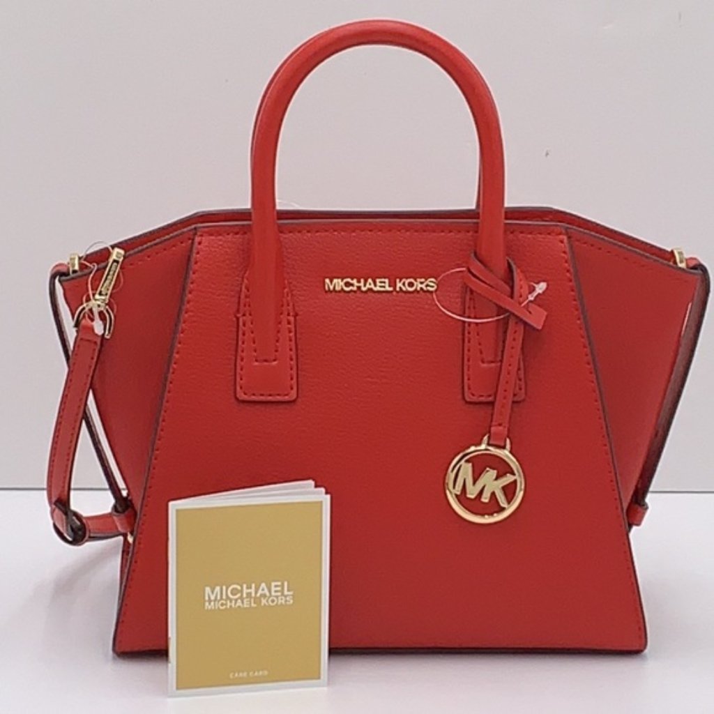 Michael Kors Avril Small Leather Top-Zip Satchel Flame Color